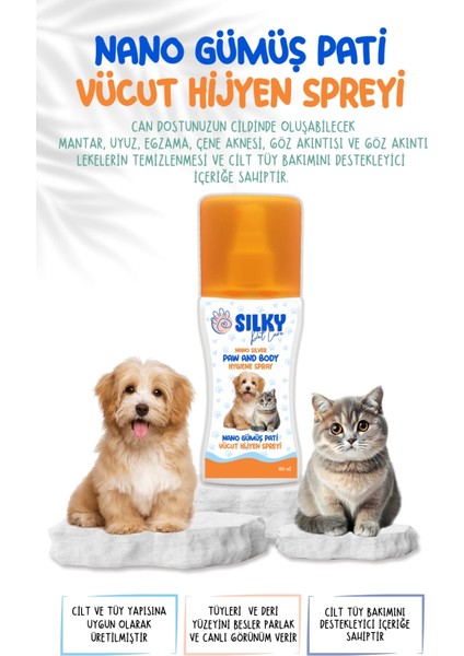 Sılky – Kedi Vücut / Tüy ve Pati Hijyen Spreyi ( Nano Gümüş – 100ml )