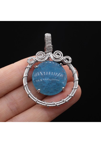 BEYAZ-MAVI-35X48MM Doğal Taş Kolye Ametistagates Hayat Ağacı Kolye Takı Yapımı Için Dıy Kolye Küpe Bilezik Aksesuarı (Yurt Dışından)