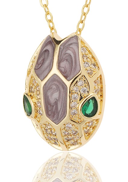 Siyah Benzersiz Altın Renk Yılan Kafa Kolye Serin Lüks Yeşil Göz Cz Zirkonya Kolye Kadın Erkek Rend Hip Hop Parti Takı (Yurt Dışından) fiyatları