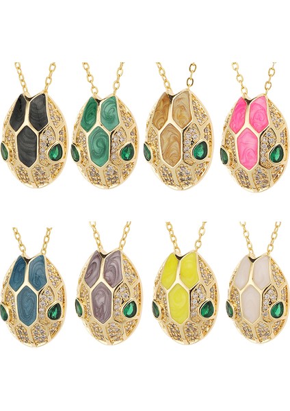 Siyah Benzersiz Altın Renk Yılan Kafa Kolye Serin Lüks Yeşil Göz Cz Zirkonya Kolye Kadın Erkek Rend Hip Hop Parti Takı (Yurt Dışından) modelleri