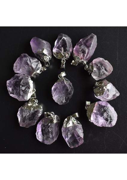 Numara 3 Lot Doğal Taş Kolye Kolye Brezilya Ametist Kristal Rastgele Şekilli Taşlar Reiki Moda Mineral Takı (Yurt Dışından)