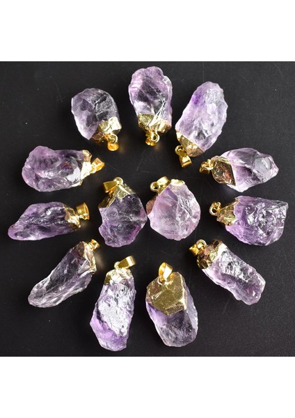 Numara 3 Lot Doğal Taş Kolye Kolye Brezilya Ametist Kristal Rastgele Şekilli Taşlar Reiki Moda Mineral Takı (Yurt Dışından)