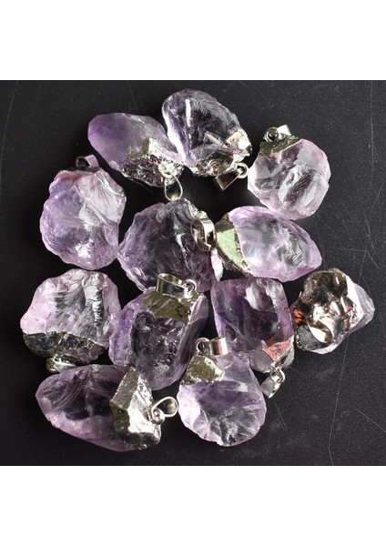 Numara 3 Lot Doğal Taş Kolye Kolye Brezilya Ametist Kristal Rastgele Şekilli Taşlar Reiki Moda Mineral Takı (Yurt Dışından)