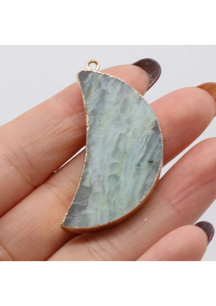 Amazonit Yeni Doğal Taş Kolye Reiki Heal Ay Şekli Ites Takı Yapımı Için Diy Kadınlar Kolye Küpe Aksesuarları (Yurt Dışından)