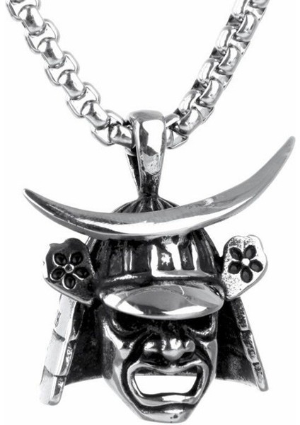 LZ6037-GÜMÜŞ Kişilik Moda Kafatası Samuray Otoriter Punk Rock Kolye Kolye Erkekler Için Trend Takı Hediye (Yurt Dışından)