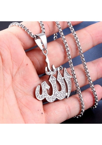 Altın-3 Arap Islam Müslüman Rune Şekli Kolye Kolye Kadın Kolye Kristal Kakma Kolye Dini Rune Muska Aksesuar Takı (Yurt Dışından)