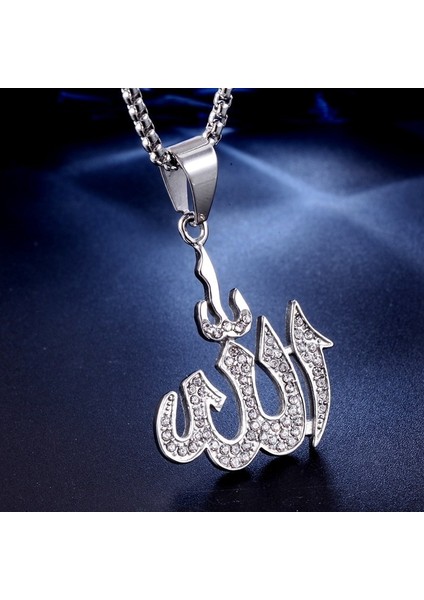 Altın-3 Arap Islam Müslüman Rune Şekli Kolye Kolye Kadın Kolye Kristal Kakma Kolye Dini Rune Muska Aksesuar Takı (Yurt Dışından)