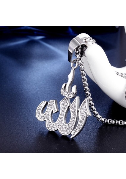 Altın-3 Arap Islam Müslüman Rune Şekli Kolye Kolye Kadın Kolye Kristal Kakma Kolye Dini Rune Muska Aksesuar Takı (Yurt Dışından)