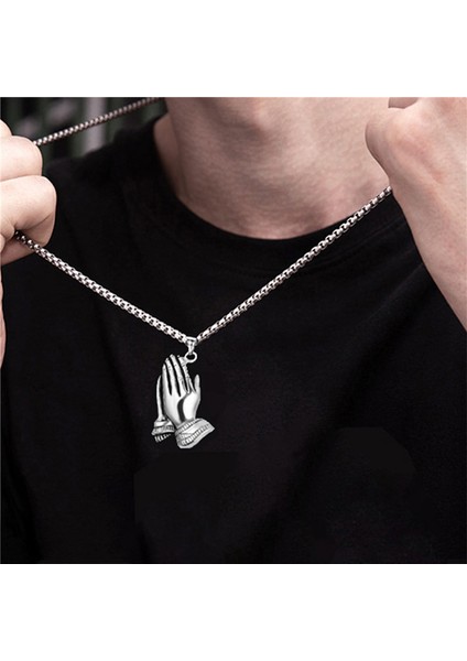 Gümüş Yeni Trendy Dua Eller Kolye Kolye Erkek Kolye Moda Metal Dini Muska Kolye Aksesuarları Parti Takı (Yurt Dışından) fırsatları