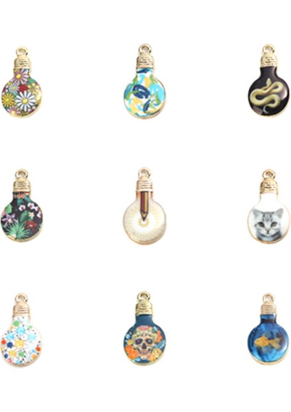No.8 Boyutu Yeni Cadılar Bayramı Ampul Charms Çinko Alaşım Renkli Hayvan Çiçek Geometrik Emaye Kolye Dıy Takı Yapımı x Adet (Yurt Dışından)