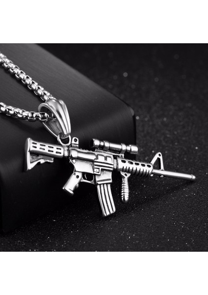 Altın Gümüş Renk Blackgold Renk Paslanmaz Çelik Model Yangın Weapoer Tüfek Kolye Kolye Erkek Gotik Takı (Yurt Dışından) fiyatları