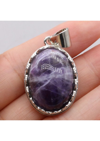 Ametist Doğal Taş Kabuk Kolye Yumurta Cabochon Boncuk Ametist Kaplan Gözü Abalone Kabuk Charms Dıy Kolye Takı Yapımı Için (Yurt Dışından)