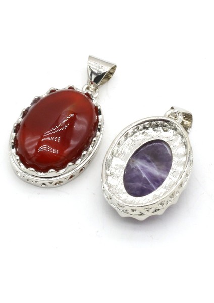 Ametist Doğal Taş Kabuk Kolye Yumurta Cabochon Boncuk Ametist Kaplan Gözü Abalone Kabuk Charms Dıy Kolye Takı Yapımı Için (Yurt Dışından)
