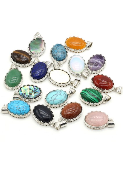 Ametist Doğal Taş Kabuk Kolye Yumurta Cabochon Boncuk Ametist Kaplan Gözü Abalone Kabuk Charms Dıy Kolye Takı Yapımı Için (Yurt Dışından)