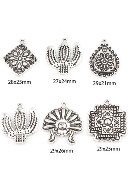 1-29X26MM Vintage Geometrik Takılar Antik Gümüş Renk Kaktüs Metal Kolye Dıy Yapımı Kolye Bilezik Kadınlar Takı Bulgular, 10 Adet (Yurt Dışından) modelleri