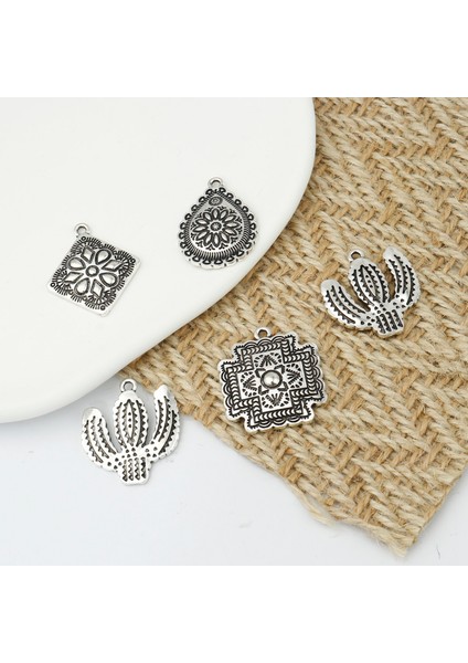 1-29X26MM Vintage Geometrik Takılar Antik Gümüş Renk Kaktüs Metal Kolye Dıy Yapımı Kolye Bilezik Kadınlar Takı Bulgular, 10 Adet (Yurt Dışından) indirimleri