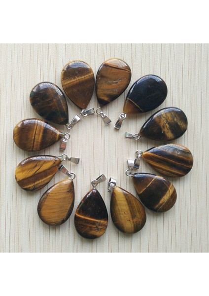 2018 Moda Doğal Kaplan Gözü Taş Düz Su Damlası Takılar Kolye Fit Kolye Yapımı Lot (Yurt Dışından)