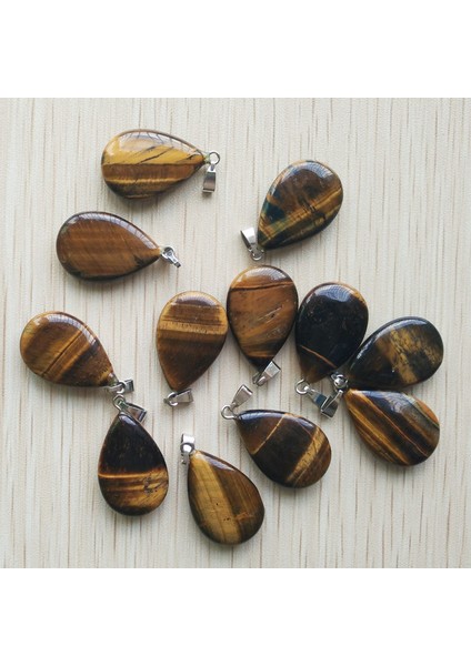 2018 Moda Doğal Kaplan Gözü Taş Düz Su Damlası Takılar Kolye Fit Kolye Yapımı Lot (Yurt Dışından) fiyatları