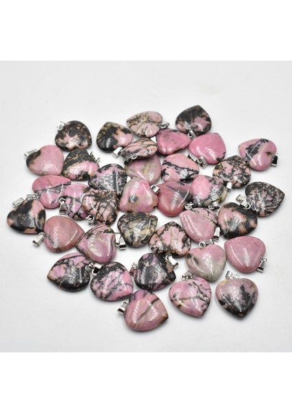 50 Parça Aşk Kalp Taş Kolye Kolları Doğal Rodokrozit Taş Dıy Takı Yapımı Için Kadınlar Hediye (Yurt Dışından)