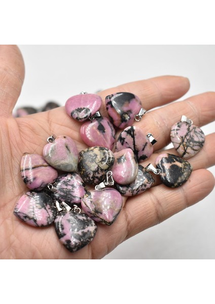 50 Parça Aşk Kalp Taş Kolye Kolları Doğal Rodokrozit Taş Dıy Takı Yapımı Için Kadınlar Hediye (Yurt Dışından) fiyatları