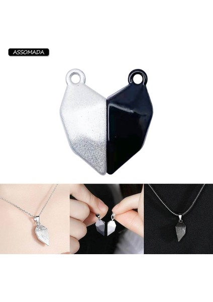 5ÇIFT-KALPPENDT-416 5 Çift Moda Manyetik Kalp Charms Kolye Severler Kadınlar ve Erkekler Için Kolye Iyi Arkadaşlar Dıy Takı Yapımı Aksesuarları (Yurt Dışından)