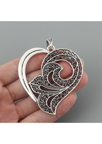 2 Adet Antik Büyük Içi Boş Açık Telkari Kalp Şekli Charms Kolye Kolye Takı Yapımı Bulguları Için (Yurt Dışından)