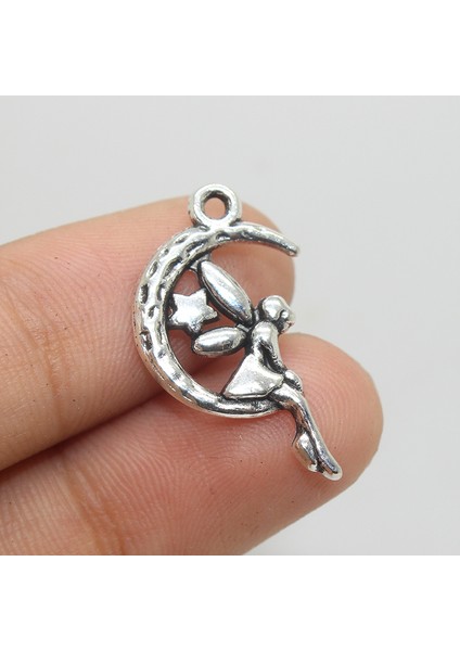 Lot 25*15MM Yeni Moda Antika Gümüş Kaplama El Yapımı Takılar Kolye Ay Kız Melek (Yurt Dışından)
