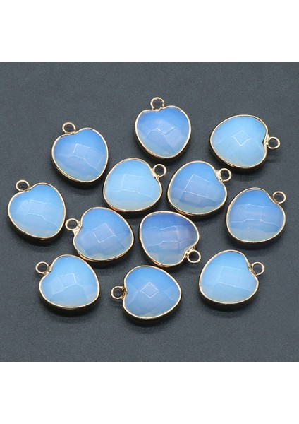 Opal Doğal Taş Kolye Kalp Şekli Altın Kaplama Gül Kuvars Moda Takı Yapımı Için Diy Kadın Kolye Küpe Hediyeler (Yurt Dışından)