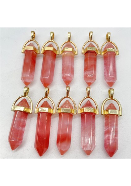 No.25 Yeni Doğal Taş Taş Kuvars Renkli Kristal Altıgen Sarkaç Reiki Kolye Charms Dıy Takı Yapımı Kolye (Yurt Dışından)