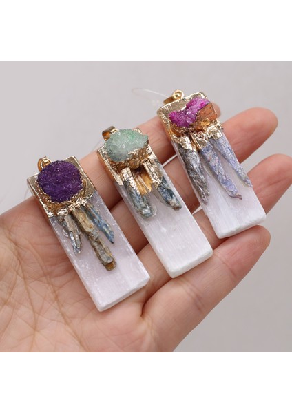 17X50MM-MOR Doğal Yarı Kıymetli Taşlar Dikdörtgen Kolye Renk Moda Kristal Tomurcuk Charms Takı Yapımı Dıy Kolye Aksesuarla Hediye (Yurt Dışından) fiyatları