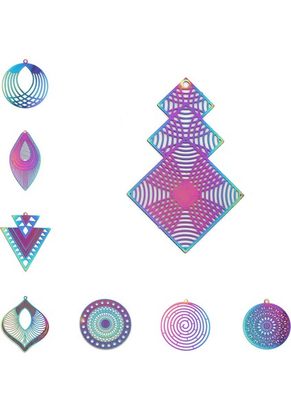 No.13 Boyutu Geometrik Paslanmaz Çelik Telkari Damgalama Konnektörleri ve Kolye Kolye Küpe Yapımı Bulguları Mor Takılar (Yurt Dışından) fiyatları