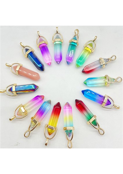 No.8 Yeni Doğal Taş Taş Kuvars Renkli Kristal Altıgen Sarkaç Reiki Kolye Charms Dıy Takı Yapımı Kolye (Yurt Dışından) modelleri