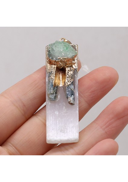 17X50MM-MOR Doğal Yarı Kıymetli Taşlar Dikdörtgen Kolye Renk Moda Kristal Tomurcuk Charms Takı Yapımı Dıy Kolye Aksesuarla Hediye (Yurt Dışından) indirimleri