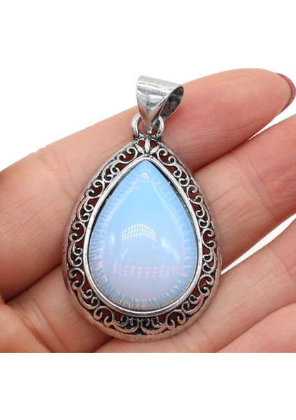 Opal Yarı Değerli Taş Kabuk Damla Şeklindeki Kolye Kaplan Gözü Taş Abalone Kabuk Charms Takı Yapımı Için (Yurt Dışından)
