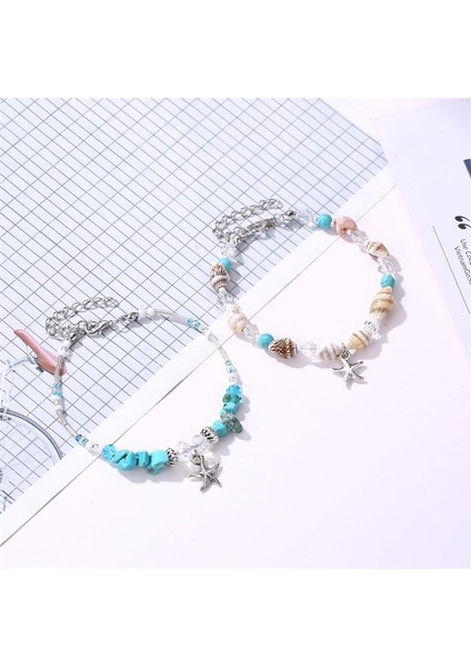 S162C Trend Vintage Kabuk Halhal Kadınlar Için Kadın Ayak Takı Bacak Zinciri Boncuklu El Yapımı Doğal Deniz Kabuğu Halhal Plaj Takı Hediyeler (Yurt Dışından) indirimleri