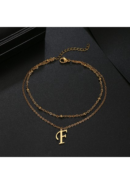 Gümüş Tarzı F Paslanmaz Çelik Kadın Halhal 26 Harfler A-Z Basit ve Moda Son Trend Stil Zincir Kolye Halhal Kadınlar Takı Için (Yurt Dışından)