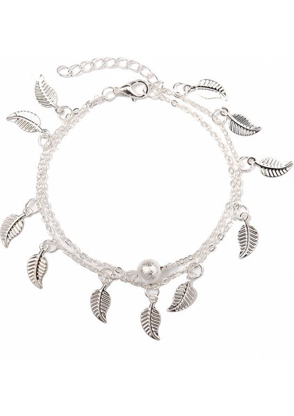 S055YIN Bohemian Gümüş Renk Halhal Bilezik Bacak Üzerinde Moda Kalp Kadın Halhal Yalınayak Kadınlar Için Bacak Zinciri Plaj Ayak Mücevher (Yurt Dışından)