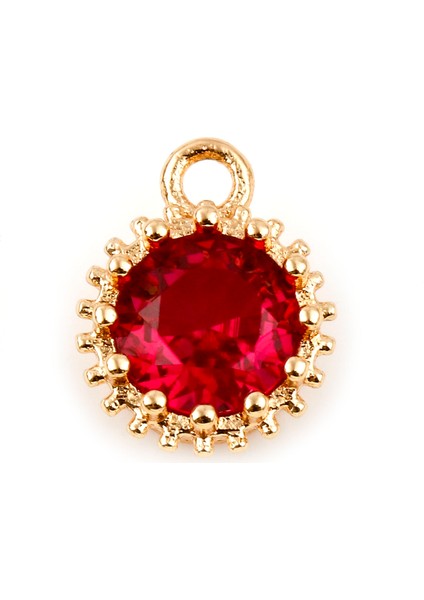 Kırmızı Bakır Birthstone Takılar Yuvarlak Çok Renkli Kübik Zirkonya Altın Renk Metal Kolye Dıy Yapımı Küpe Takı 9mm x 7mm, 2 Adet (Yurt Dışından)