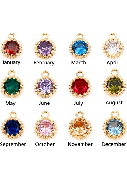 Kırmızı Bakır Birthstone Takılar Yuvarlak Çok Renkli Kübik Zirkonya Altın Renk Metal Kolye Dıy Yapımı Küpe Takı 9mm x 7mm, 2 Adet (Yurt Dışından) fiyatları
