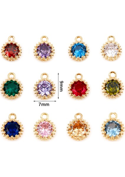 Kırmızı Bakır Birthstone Takılar Yuvarlak Çok Renkli Kübik Zirkonya Altın Renk Metal Kolye Dıy Yapımı Küpe Takı 9mm x 7mm, 2 Adet (Yurt Dışından) modelleri