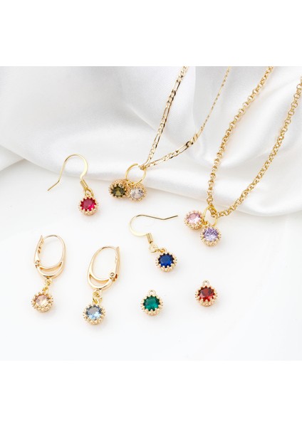 Kırmızı Bakır Birthstone Takılar Yuvarlak Çok Renkli Kübik Zirkonya Altın Renk Metal Kolye Dıy Yapımı Küpe Takı 9mm x 7mm, 2 Adet (Yurt Dışından) indirimleri