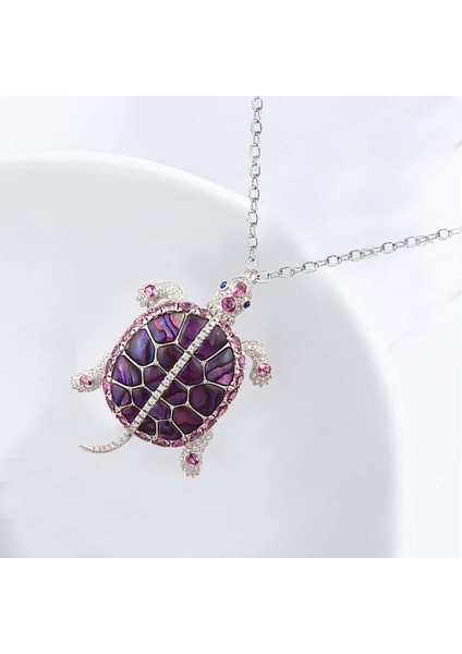 N102142 Benzersiz Kişilik Klasik Moda Okyanus Plaj Pet Mor Kristal Kaplumbağa Kolye Kolye Bayanlar Eşi Anne Için Noel Hediyesi (Yurt Dışından) modelleri