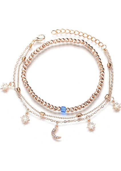 NO.50319 Boyutu Wukalo Boho Tarzı Yıldız Ay Halhal Moda Çok Katmanlı Ayak Zinciri Yeni Ayak Bileği Bilezik Kadınlar Için Plaj Aksesuarları Hediye (Yurt Dışından) indirimleri