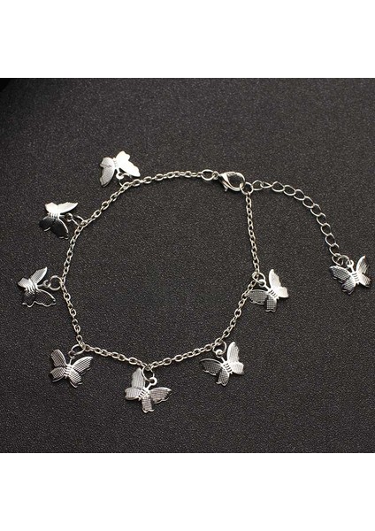 S514YIN7 Bohemian Gümüş Renk Halhal Bilezik Bacak Üzerinde Moda Kalp Kadın Halhal Yalınayak Kadınlar Için Bacak Zinciri Plaj Ayak Mücevher (Yurt Dışından)