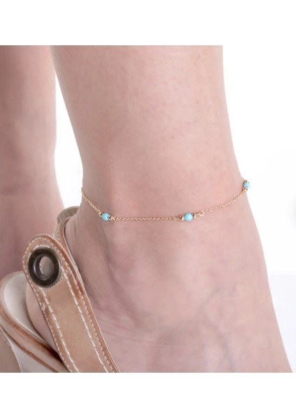 S6 Çakra Değerli Taş ve Lotus Charm Halhal - 7 Çakra Ayak Bileği Bilekliği - Yoga Ayak Bileği (Yurt Dışından)