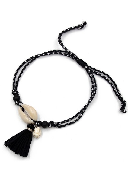 D1761E Halhal Kadınlar Için Ayak Takısı Boho El Yapımı Püskül Kabuk Ayarlanabilir Halat Zincir Ayak Bileği Bilezik Bacak Plaj Sandaletleri Aksesuarları (Yurt Dışından)