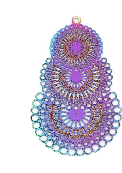 No.19 Boyutu Geometrik Paslanmaz Çelik Telkari Damgalama Konnektörleri ve Kolye Kolye Küpe Yapımı Bulguları Mor Takılar (Yurt Dışından)