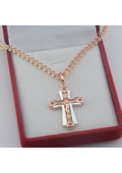 PN130 Fj Yeni 5 Stil Kırmızı Stonewhite Din Çapraz Kadın Unisex 585 Gül Altın Renk Kolye Takı (Yurt Dışından) fiyatları