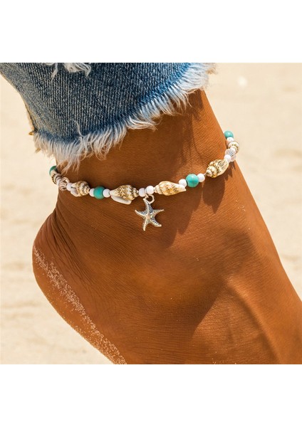F159 Moda Deniz Kaplumbağaları Inci Denizyıldızı Dalga Kalp Charms Bilezik Halhal Kadınlar Için Bohemian Yaz Ayak Zinciri Takı Hediyeler (Yurt Dışından) fiyatları