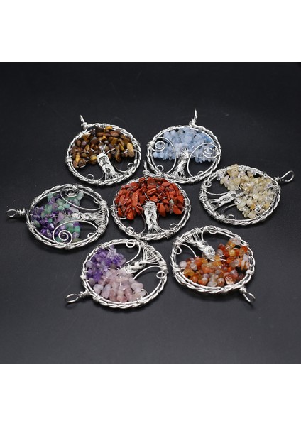 OPAL-35X48MM Doğal Taş Kolye Ametistagates Hayat Ağacı Kolye Takı Yapımı Için Dıy Kolye Küpe Bilezik Aksesuarı (Yurt Dışından)